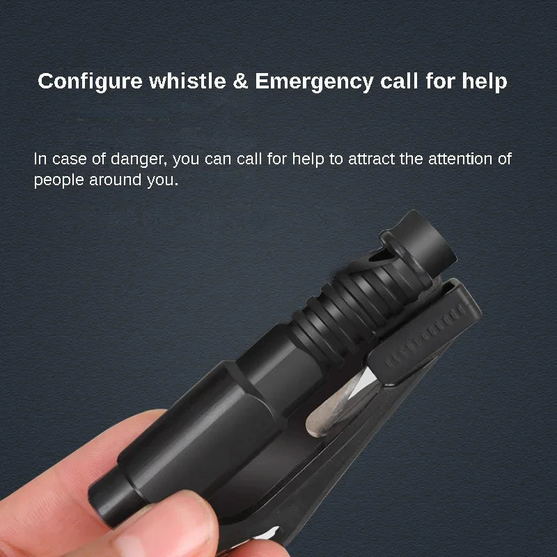Voltaxa emergency whistle and call device for safety, held in hand on dark background