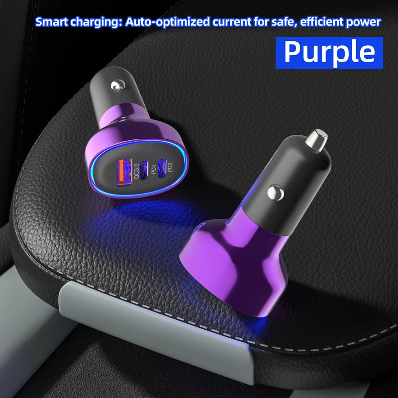 120W Fast Car Charger – Dual USB-C & Quick Charge
