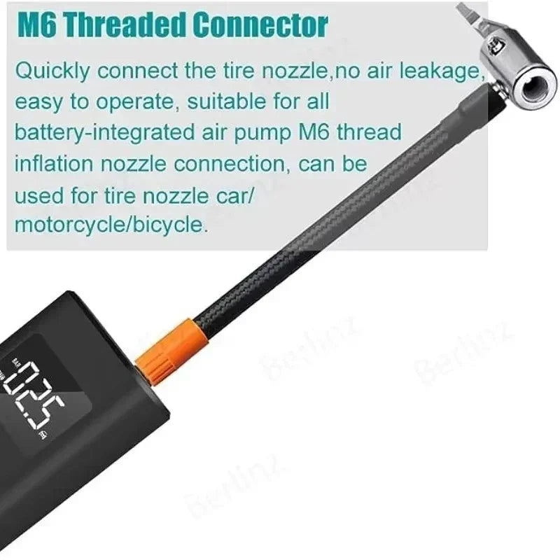M6 threaded connector for air pump with digital display, suitable for car, motorcycle, bicycle tires