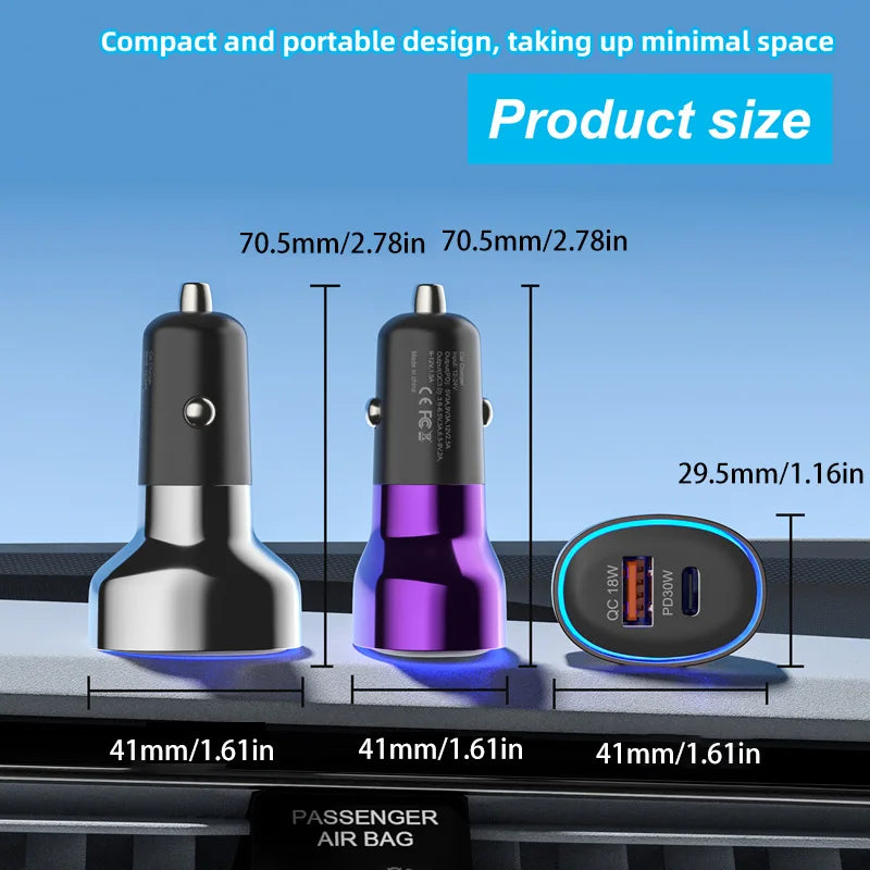 120W Fast Car Charger – Dual USB-C & Quick Charge
