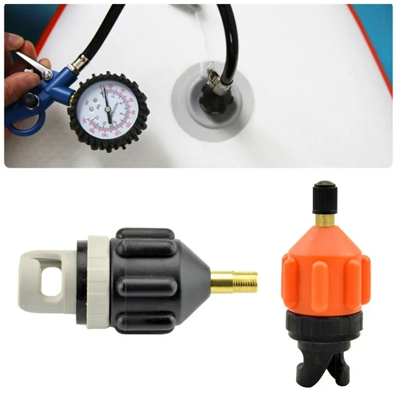 Inflatable paddle board valve adapter set with pressure gauge for SUP air pump, Voltaxa