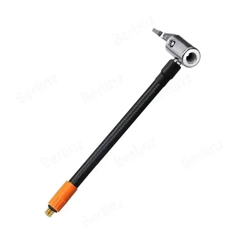 Voltaxa flexible tire inflator extension hose with metal head and orange connector
