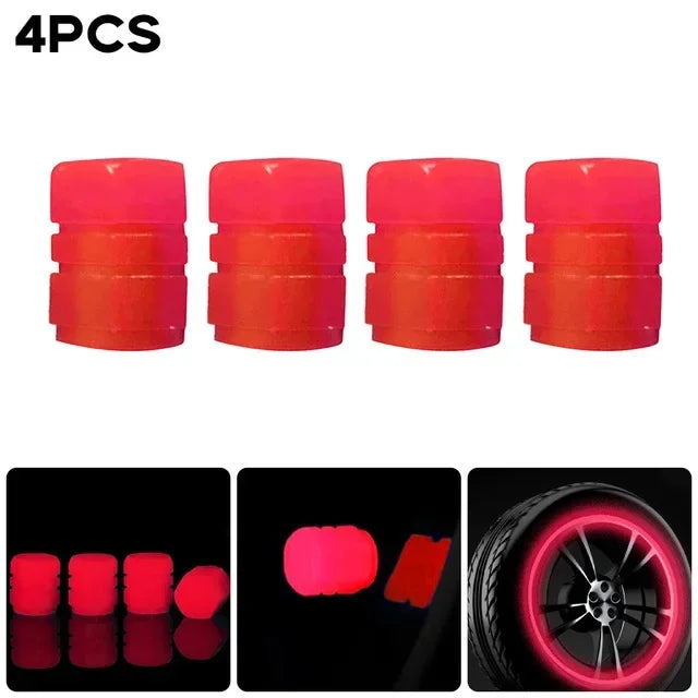 4pcs Luminous Tire Valve Caps