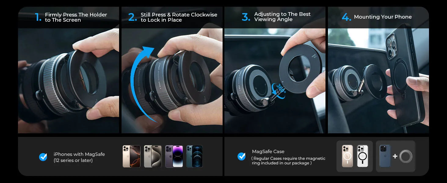 Magnetic Suction Cup Phone Mount for Magsafe 360°